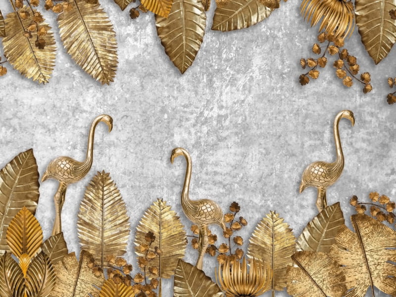 Fototapeta Goldene Flamingos 3D