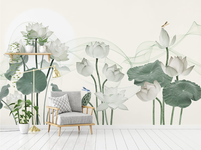 Fototapeta Blühender Lotus we wnętrzu salonu