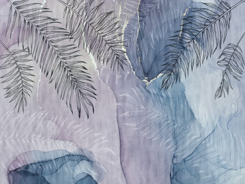 Fototapeta Laub über Aquarelloberfläche