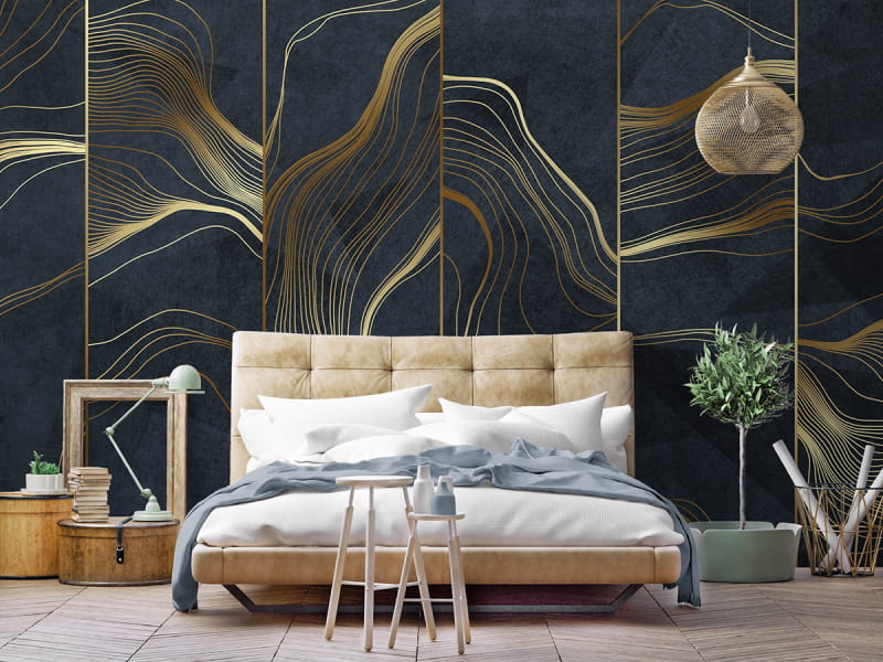 Fototapeta Goldener Strom we wnętrzu sypialni