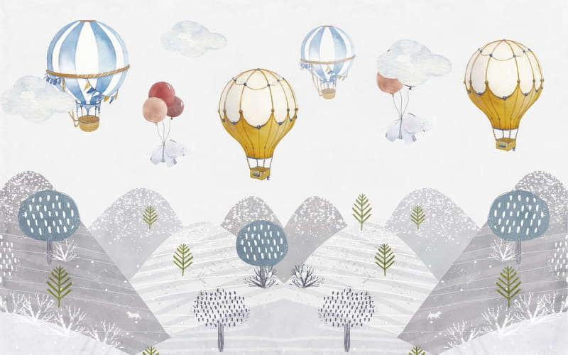Fototapeta Heißluftballons über den Hügeln