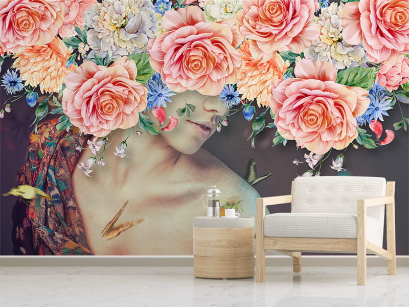 Fototapeta Riesiger Blumenkranz we wnętrzu przedpokoju