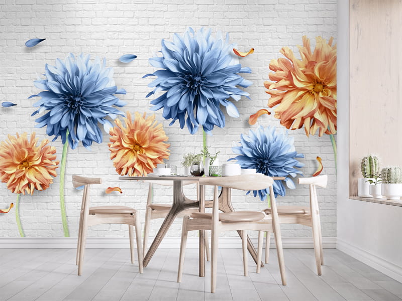 Fototapeta Bunte Blumen 3D we wnętrzu kuchni