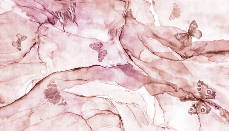 Fototapeta Schmetterlinge über dem rosa Meer