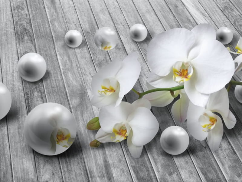Fototapeta Orchidee und Perlen 3D