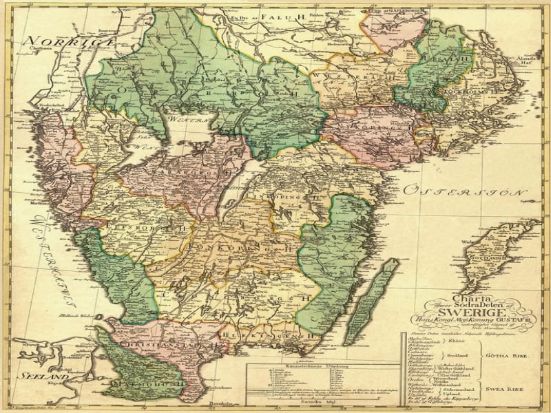 Fototapeta Antike Karte von Schweden