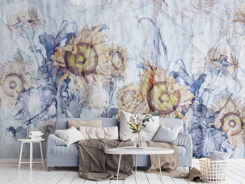 Fototapeta Wunderschöne Sonnenblumen we wnętrzu salonu