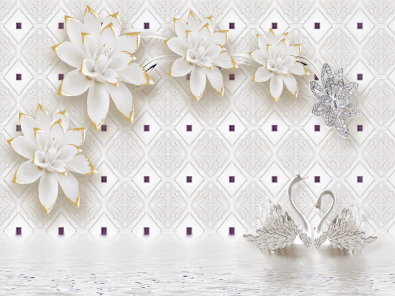 Fototapeta Blumen mit vergoldetem 3D