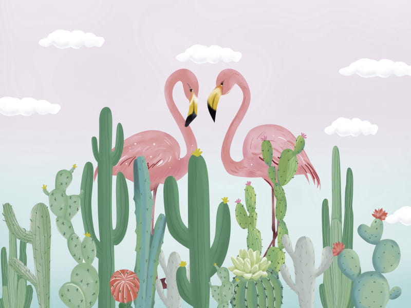 Fototapeta Flamingos in Kakteen