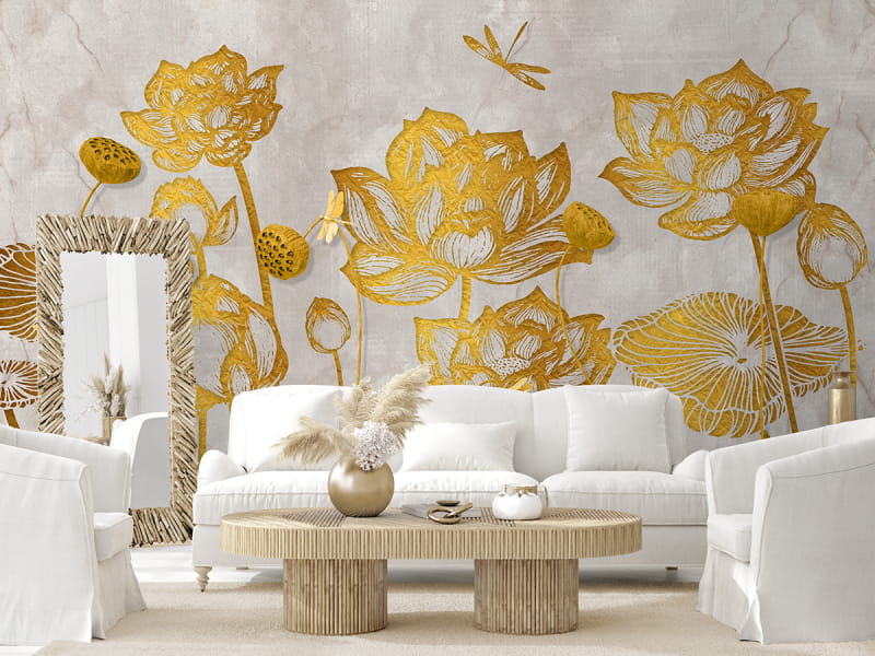 Fototapeta Das Geheimnis des Goldenen Lotus 3D we wnętrzu salonu