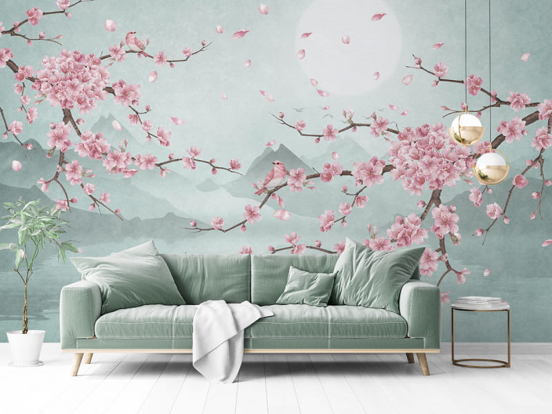Fototapeta Sakura unter dem Mond we wnętrzu salonu