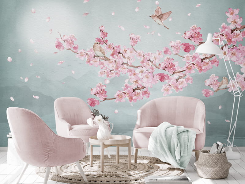 Fototapeta Rosa Blüte we wnętrzu salonu