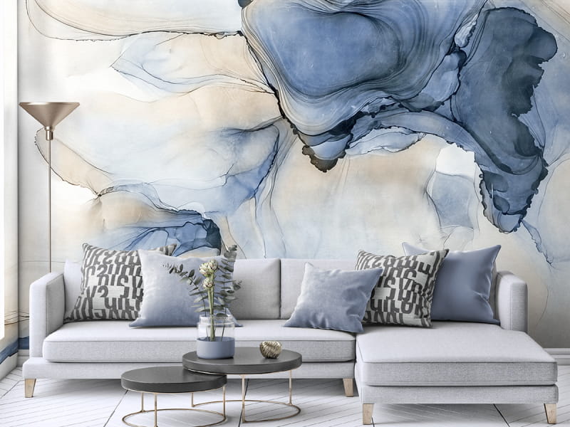 Fototapeta Aquarelltinte we wnętrzu salonu