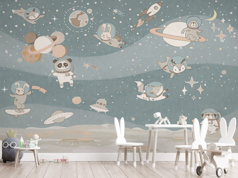 Fototapeta Kleine Astronauten we wnętrzu pokoju dziecka