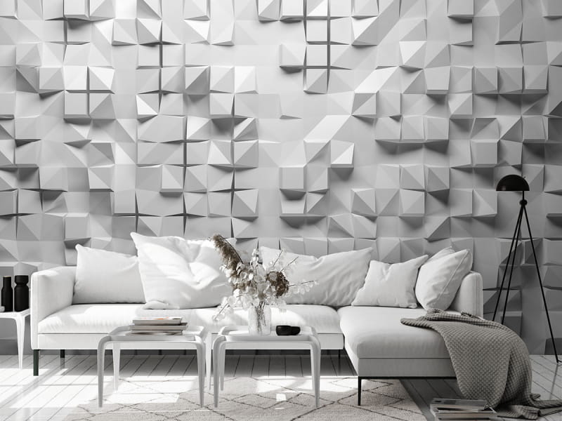 Fototapeta Weißes Mosaik 3D we wnętrzu salonu