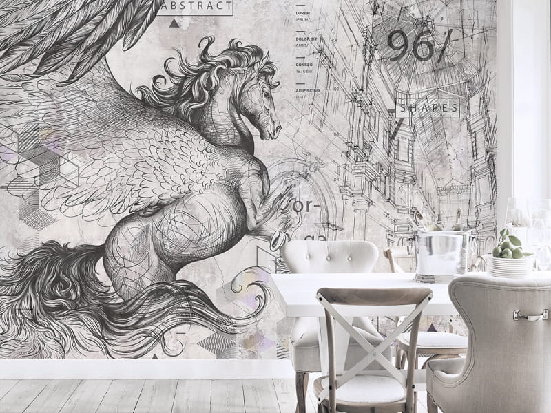Fototapeta Weißer Pegasus we wnętrzu kuchni