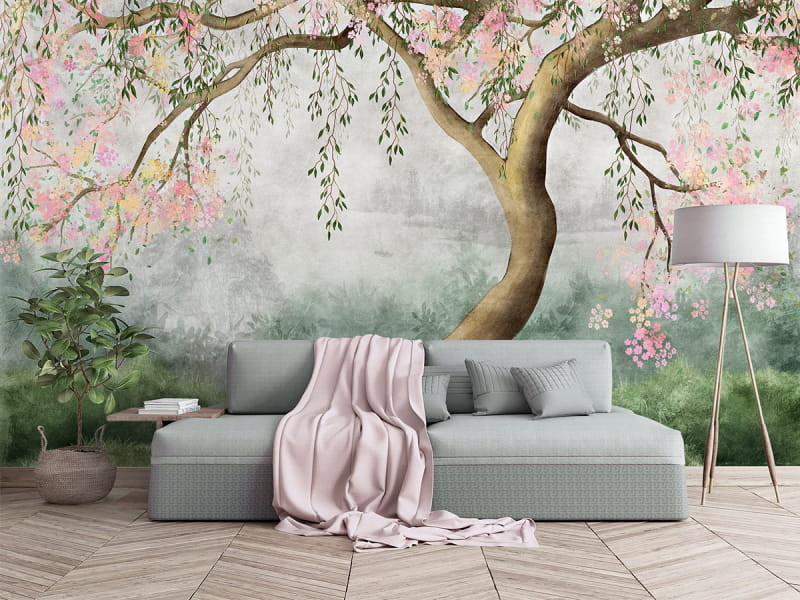 Fototapeta Wunderschöne Sakura we wnętrzu salonu