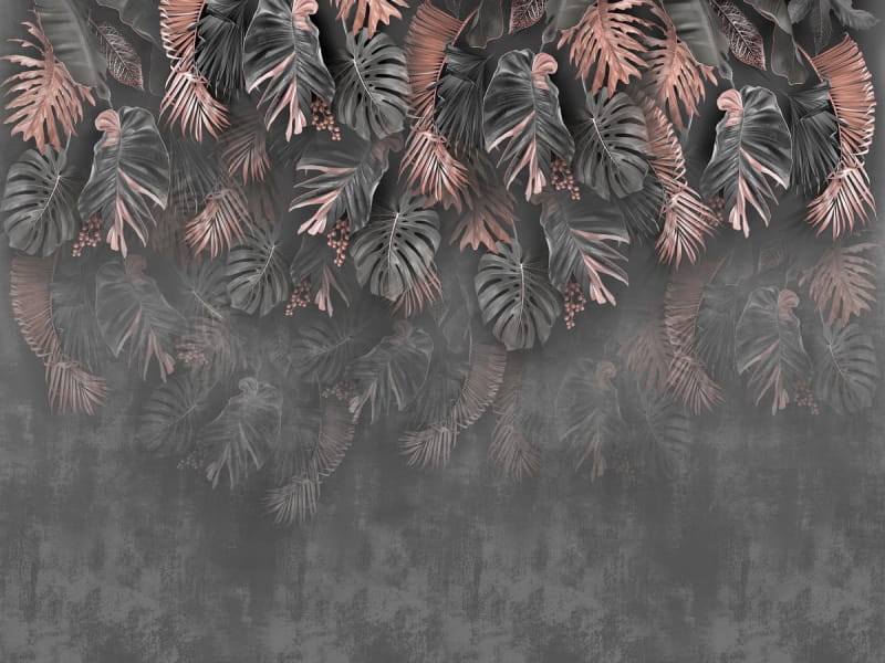 Fototapeta Graue Monstera-Blätter