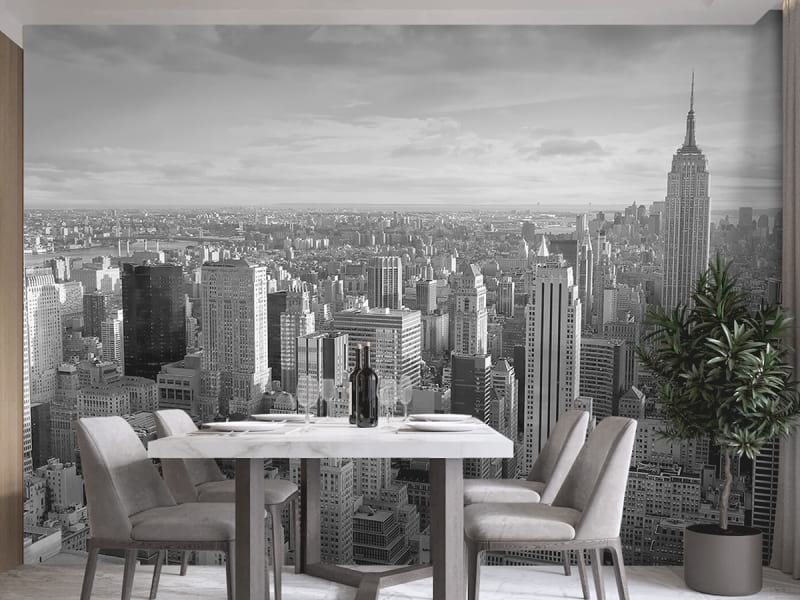 Fototapeta Schwarz-weißes New York we wnętrzu kuchni