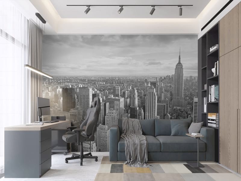 Fototapeta Schwarz-weißes New York we wnętrzu salonu