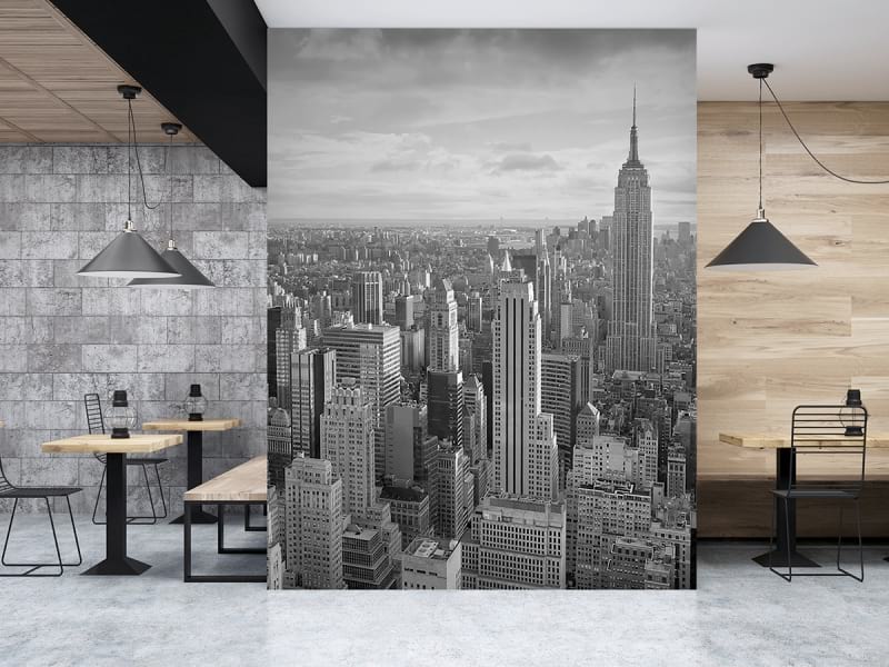 Fototapeta Schwarz-weißes New York we wnętrzu kawiarni