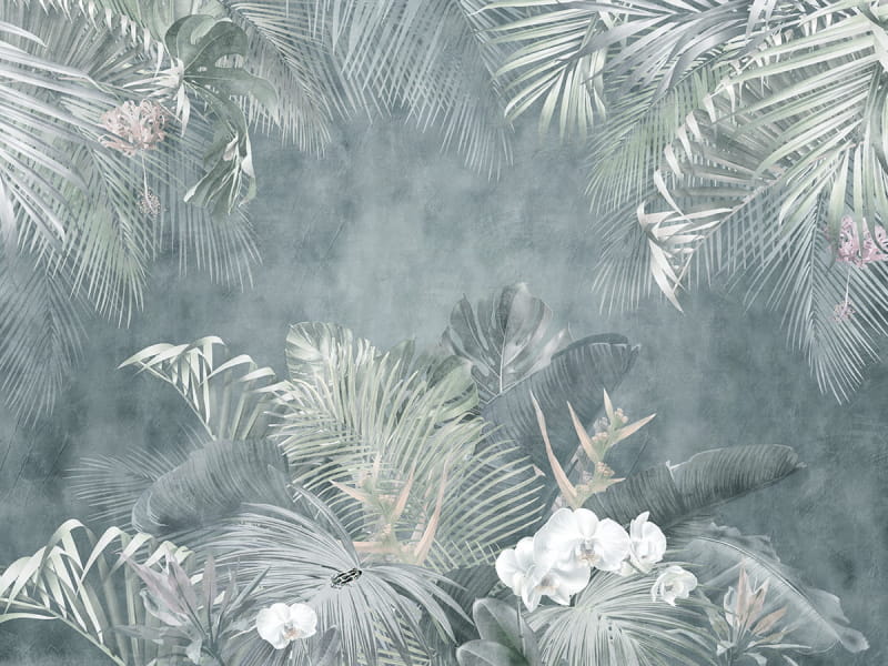 Fototapeta Palmblätter auf blauem f