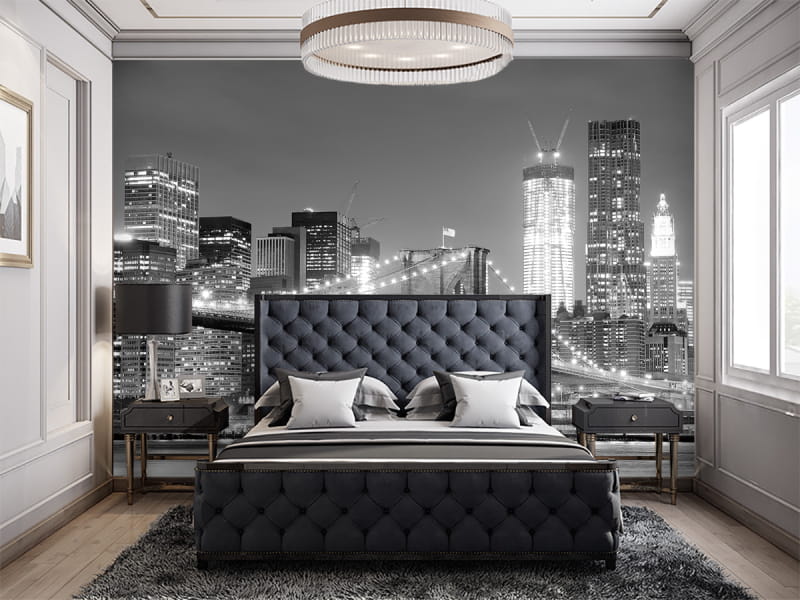 Fototapeta Monochromes New York we wnętrzu sypialni