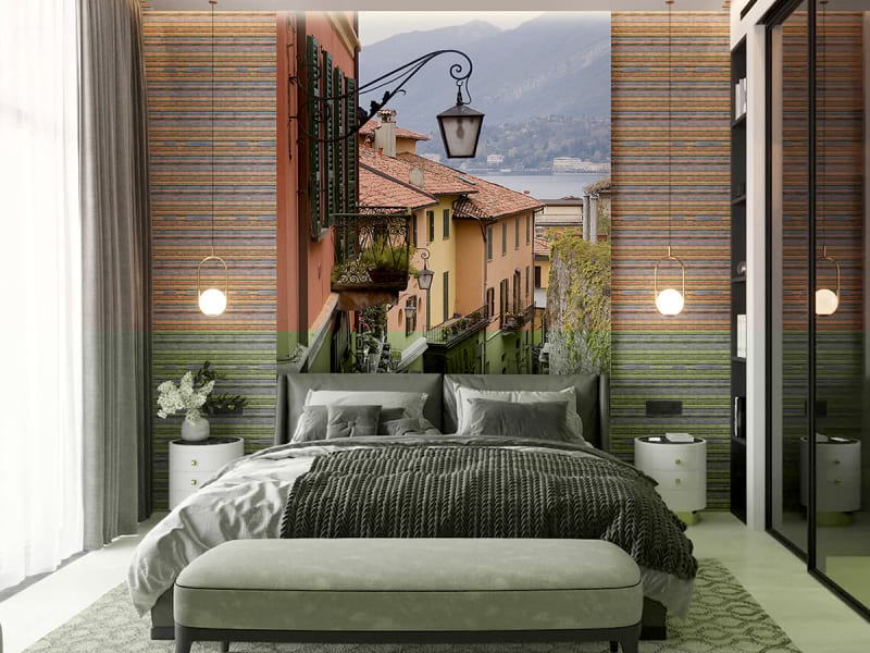 Fototapeta Straße in einem italienischen Dorf we wnętrzu sypialni