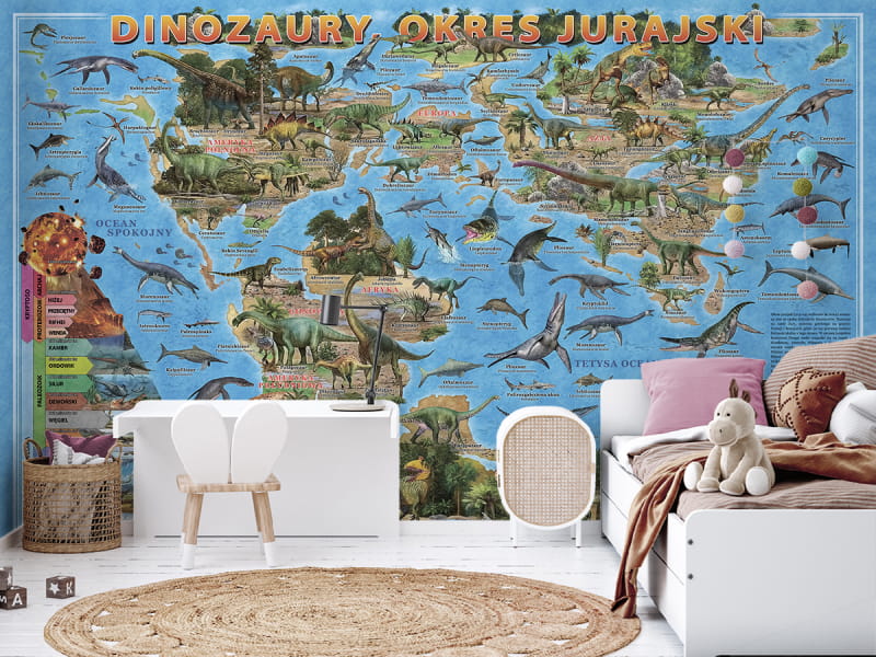 Fototapeta Dinosaurier in der Jurazeit we wnętrzu pokoju dziecka