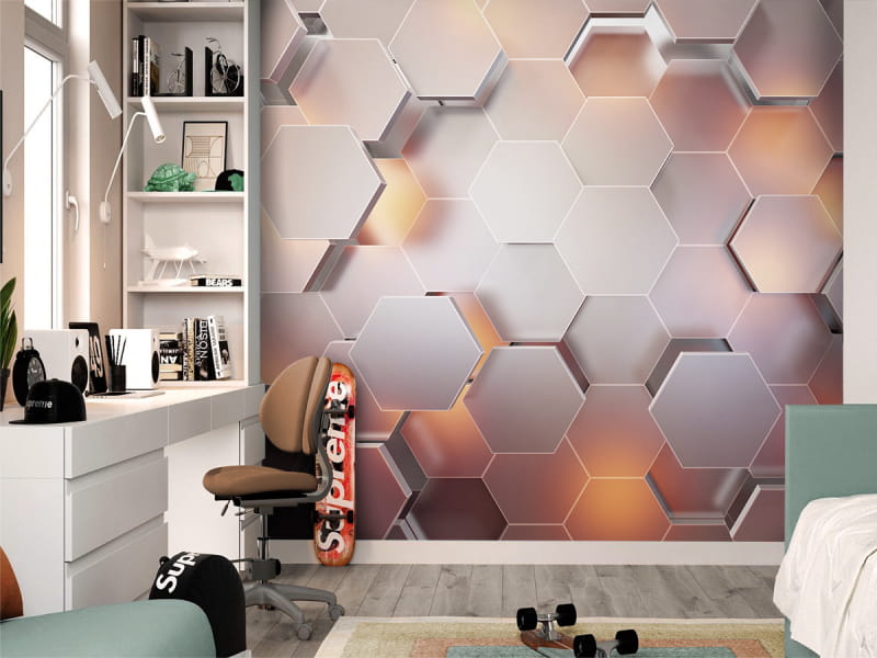 Fototapeta Geometrisches Sechseck we wnętrzu pokoju nastolatka