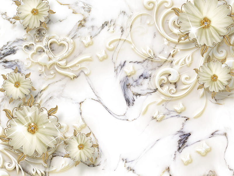 Fototapeta  Blumen auf Marmor