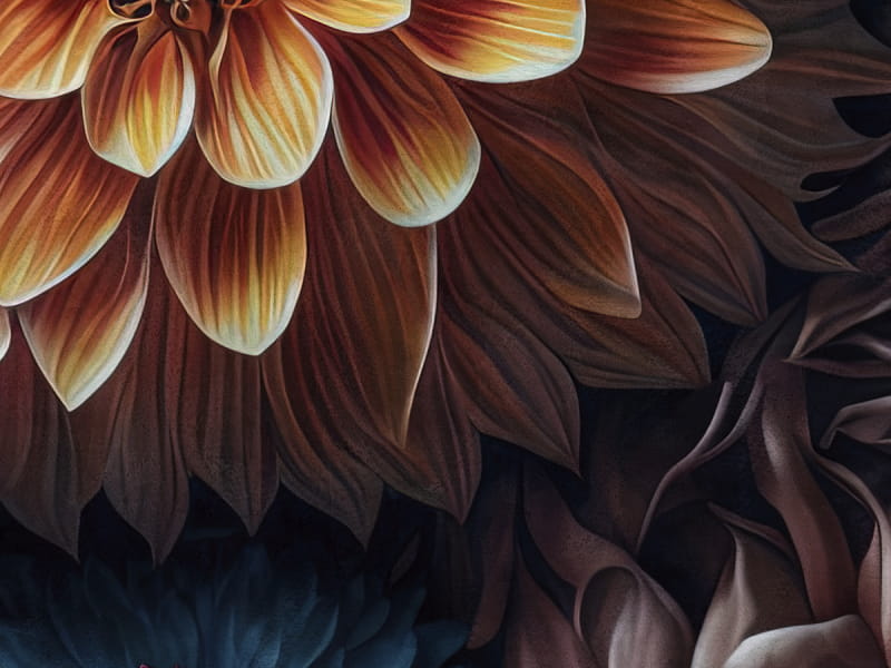 Fototapeta Modische Blumen für die Dunkelheit fragment # 1