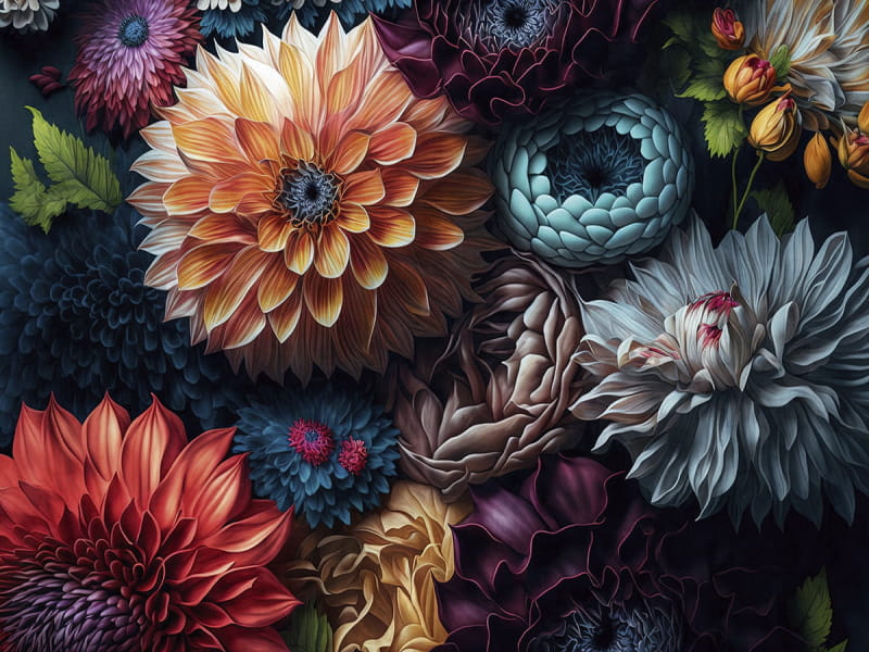Fototapeta Modische Blumen für die Dunkelheit