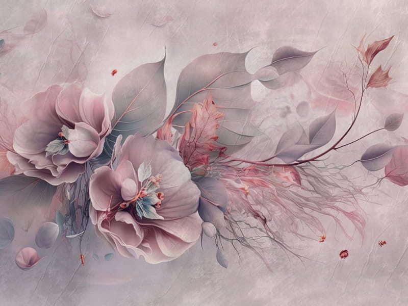 Fototapeta Romantische Blumen auf Rosa