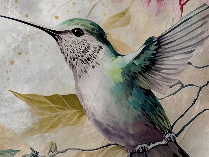 Fototapeta Die schönsten Kolibris auf hellem Hintergrund fragment # 1