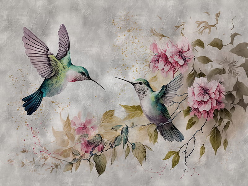 Fototapeta Die schönsten Kolibris auf hellem Hintergrund