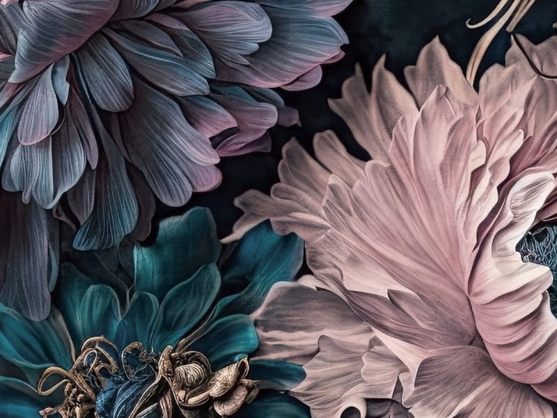 Fototapeta Die angesagtesten Blumen auf schwarzem Hintergrund fragment # 1
