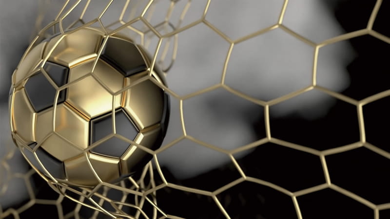 Fototapeta Modischer Fußball im Golden Goal