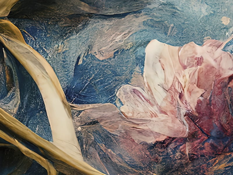 Fototapeta Blaue und rosa Blumen auf beigem Hintergrund fragment # 1