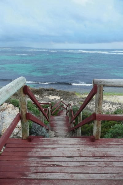 Fototapeta Abstieg zum blauen Meer