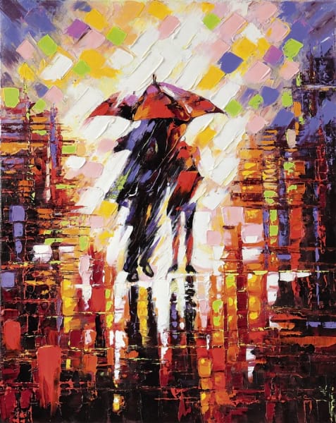 Fototapeta Junges Paar unter einem Regenschirm