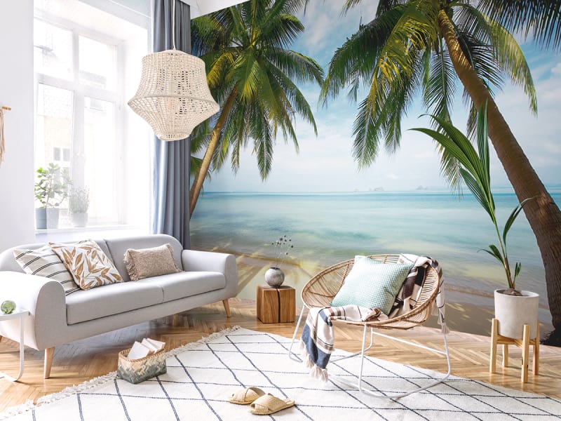 Fototapeta Strandmeerpalmen we wnętrzu salonu