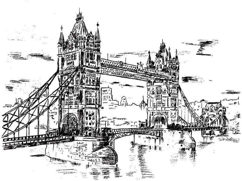 Fototapeta Zeichnung der Tower Bridge