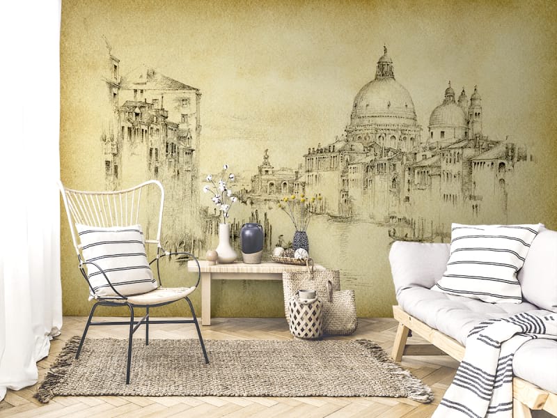 Fototapeta Zeichnung von Venedig we wnętrzu salonu