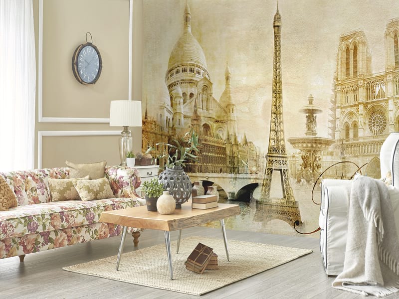 Fototapeta Sehenswürdigkeiten von Paris we wnętrzu salonu