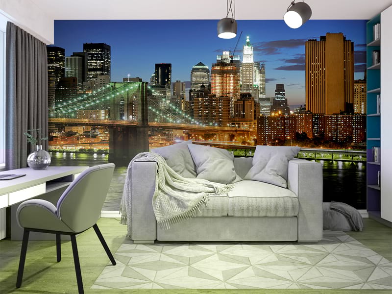 Fototapeta Nachtlichter von New York we wnętrzu pokoju nastolatka
