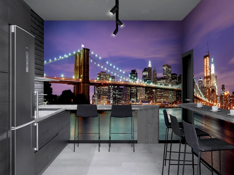Fototapeta Panorama der Brooklyn Bridge we wnętrzu biura