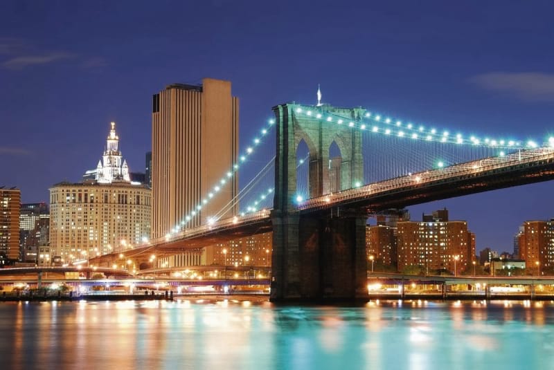 Fototapeta Brooklyn Bridge in der Abenddämmerung