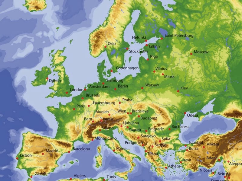 Fototapeta Geographische Karte von Europa