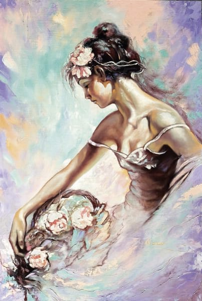 Fototapeta Mädchen mit Blumen